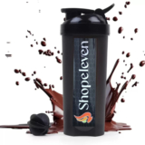 Shopeleven Plastic Fitness Water & Shaker Bottle With Mixer Ball, Fitness Shaker Bottle 500 Ml Shaker(Pack Of 1, Black, Plastic)