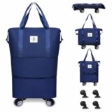 Btag Travel Duffle Bag with Wheels | Convertible Handbag, Trolley & Shoulder Luggage for Clothes | Space-Saving Foldable Travel Companion | Expandable & Waterproof Traveling Bag for Unisex (Navy Blue)