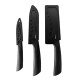 Lifelong High-Carbon Stainless Steel Knife Set of 3 with Protective Cover | Non-Slip PP Handle, Black Color Coated, Sharp Edge for Professional Cutting, Chopping, Dicing & Slicing at Home & Restaurant