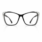 JOY EYEWEAR Stylish Cat Eye Eyeglasses Frame for Women | Full Rim Black Optical Spectacles | Lightweight Fashion Eyewear for Everyday Wear, Office & Reading