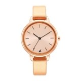 Fastrack Glitch Quartz Analog Rose Gold Dial Peach Leather Strap Watch for Girls – NT6234WL01