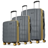 Aristocrat Comet Set of 3 Trolley Bag 56, 66 & 76cm | Small+Medium+Large | Hard Luggage| Smooth 8-Wheel Suitcase| Combination Lock with Sturdy Zipper | 3-Year International Warranty (Grey)
