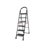 Happer Premium Foldable Step Ladder, Clamber, 6 Steps (Black & Orange)