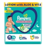 Pampers Complete Skin Comfort Pants, (M) 76 Count, Anti-rash blanket, Lotion with Vitamin E & Aloe Vera, Medium, 7-12kg