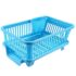 Homeor 3 in 1 Durable Plastic Kitchen Sink, Large Dish Rack Drainer, Drying Rack Washing Basket with Tray for Kitchen, Dish Rack Organizers, Utensils Drainer Basket for Kitchen, Blue