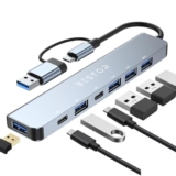 Bestor 7-In-1 Usb-C Hub With Usb-A Converter, 1X Usb 3.0, 4X Usb 2.0, Usb-C, 60W Pd Charging Ports, And Fast Data Transfer Speeds Of Up To 5Gbps – Ideal For Macbooks, Imacs, Surface Pro, And Beyond