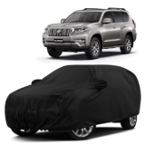 Sulfar 100% Water Resistant Car Body Cover Compatible with Mirror for Toyota Land Cruiser Prado (Triple Stitched, Full Bottom Elastic, Black)