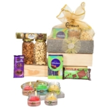 NUTRI MIRACLE Diwali Chocolate Dry Fruits Nuts Gift Basket | Festive Hampers With Candles Included Diwali Greeting Card.