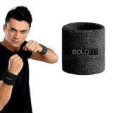 Boldfit Cotton Wrist Band For Men & Women 3 Inch – Wrist Sweat Band For Badminton Football, Basketball, Running & Athletic Sports, Sweat Absorbent Wrist Bands – Black