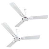 Havells 1200Mm Ambrose Es Ceiling Fan|Premium Finish,Deco. Fan,Elegant Looks,High Air Delivery,Energy Saving,100% Pure Copper Motor|2 Year Warranty By Brand|(4 Stars,Pack Of 2,Pearl White Wood)