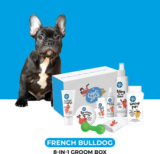 Captain Zack The French Bull Dog Groom Box – Ultimate 8-in-1, Head-to-Paw Groom-Kit for Your Dog- (Shampoo +Conditioner +Dry Shampoo +Paw Butter +Toy +Towel)- pH Neutral and Paraben Free Pet Spa Kit