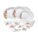 Larah By Borosil Opalware Dinner Set (White) – 33 Pieces