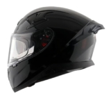 Axor Apex Solid ISI ECE DOT Certified Glossy Black Full Face Dual Visor Helmet for Men and Women with Pinlock Fitted Outer Clear Visor and Inner Smoke Sun Visor Black(L)