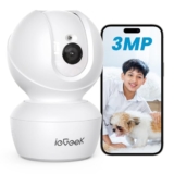Iegeek 3Mp 2K Cctv Camera For Home Indoor, Wifi Security Camera, 360° Pan/Tilt, Two-Way Audio, Motion Tracking, Human Detection, Night Vision, Alexa