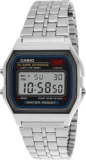 Casio A159Wa-N1Df Vintage Black Dial Silver Stainless Steel Band Digital Watch  – For Men & Women