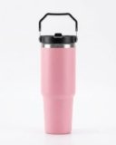 T&T KART Stainless Steel Vacuum Insulated Tumbler with Handle & Straw | Leakproof Travel Mug for Hot & Cold Drinks | Large Capacity Reusable Cup (900ml-lightpink)