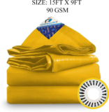 Tuffpaulin 15Ft X 9Ft 90 Gsm Yellow Tarpaulin Tent – For Truck Body, Car, Bike, Grain Covers, Pond Liners(Yellow)