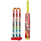 Amazon Brand – Jam and Honey Mickey Mouse Premium Cricket Set with Bat, Stumps, Bails, Ball & Holder | Indoor & Outdoor Play | BIS Certified | Ideal Birthday Gift for Boys & Girls | Multicolour