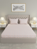 Raymond Home Microfiber Double Fitted (Elastic) 110 TC Motifs 1 Bedsheet with 2 Pillow Covers(Flat)