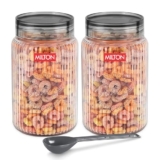 MILTON Olive 2000 Airtight Food Grade Modular Plastic Container | BPA Free, Stackable & Transparent | Wide Mouth with See-Through Lid | Ideal for Cereals, Pulses, Spices, Set of 2, 2000 ml each, Grey