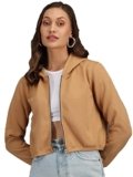 KOTTY Womens Full Sleeve Solid Hooded Sweatshirt (Beige,L)_KTTWOMENSWEATSHIRT45L