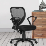 Da Urban® Carex Mid-Back Revolving Mesh Ergonomic Chair For Home & Office With Tilt Lock Mechanism, Armrest & High Comfort Seating (Black)