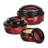 Milton Ernesto Inner Stainless Steel Jr. Casserole Set Of 3 (420 Ml, 850 Ml, 1.43 Litres), Red | Easy To Carry | Serving | Stackable
