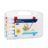 Neomate 12 Pcs Triangle Shape Acrylic Markers Set | Dual-Tip For Drawing & Sketching | Non-Toxic, Ideal For Coloring And Crafts, White