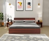 Royaloak Glarion Wooden Queen Bed With Storage | Engineered Wood With Melamine Finish | Strong Beds Base | Durable And Long-Lasting | Modern Design Queen Size Bed 80X62 Inches