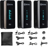 BOYA BY-XM6 S2 2.4GHz Dual Wireless Lavalier Microphone System for YouTube,Tiktok,Vlogging,Interview Live Stream Compatible with iPhone, Android, DSLR Cameras, Camcorders,