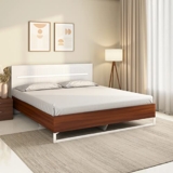 Nilkamal Capsule Meta Without Storage | Lighted Headboard | 1 Year Warranty Engineered Wood Queen Bed (Finish Color – Walnut, Delivery Condition – Knock Down)