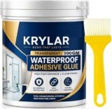 KRYLAR Transparent Waterproof Glue 300GM with Brush Strong Waterproof Sealant Glue for Roof Leakage,Bathroom,Kitchen,Tiles,Wall Cracks, PVC, Metal, Wood & Concrete Clear Coating Adhesive