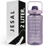 Jesal LargeCapacity Water Bottle Motivational travel bisycle gym home Straw trasparent 2000 ml Plastic Bottle(Pack of 1, Purple)