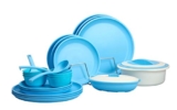 Varmora Plastic Dinner Set 24 Pcs Set (Matt Sky Blue)