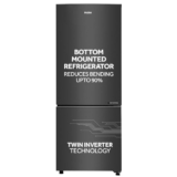 Haier 237 L, 3 Star, 8 In 1 Convertible, Twin Inverter Technology, Bottom Mounted Frost Free Double Door Refrigerator (Heb-243Gb-P, Ge Black)