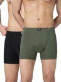 XYXX Nova Cotton Boxer Brief for Men |Regular Fit with intellifresh No-Marks Waistband | Inner Elastic | Solid Underwear for Men | Olive Green+Storm Grey