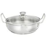 Amazon Brand – Solimo Cookware Karahi/Wok (1.5L) | Food-Grade Stainless Steel | Even Heat Distribution | 1 yr Warranty | Induction & Versatile Heat Source Compatible