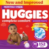 Huggies Complete Comfort Wonder Pants, India’S Fastest Absorbing Diaper | – M(152 Pieces)
