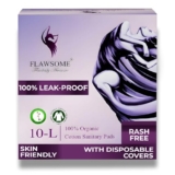 Flawsome Sanitary Pads For Women L | 100% Organic Cotton Period Pads | Rash-Free, Toxin-Free, Ultra Soft | With Disposal Covers | Ultra-Thin | 50% Wider Back | Leak-Proof L Super Absorbent Heavy Flow Napkins (Pack Of 10, Eco-Friendly)