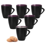 Treo By Milton Delta Ceramic Mug, Set Of 6, 160 Ml Each, Black | Coffee Mug | Tea | Milk | Smoothies | Microwave Safe | Dishwasher Safe | Easy To Handle | Glossy Finish