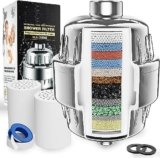 FEELSO FE-15 PRO abs shower and tap filter for hard water with 15 stage Hard Water Softener Cartridge – Universal Shower Head Water Softener (Chrome FE-18 + 2 Cartridge)