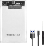 Zebronics Csh01,Transparent Case, Speeds Upto 5 Gbps 2.5 Inch Shock Resistant Ssd Enclosure(For 2.5 Ssd/Hdd, Transparent)