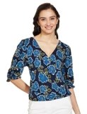 Harpa Women’s Floral Top (GR7054A_Navy Small)
