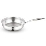 Borosil Cookfresh Tri-ply Stainless Steel Frypan with Handle | Gas, Induction Compatible | SS304 Food Grade Steel Frying Pan | Even Heat Distribution | Dishawasher Safe | 5 Year Warranty (2.3 L)