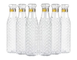 Denzcart Water Bottle 1000 Ml Plastic Fridge Water Bottle Bpa And Leak Free & Unbreakable Diamond Texture Transparent Bottle Crystal Diamond Design Drink In Bottle Pack Of 6