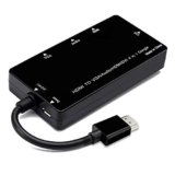 CableDeconn 4 in 1 Thunderbolt Mini Display Port to HDMI/DVI/VGA/Audio with Micro USB Port Adapter (Black)