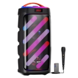 Ptron Fusion Bold 100W Karaoke Bluetooth Party Speaker W/Immersive Stereo Sound, Vibrant Rgb Lights, 3M Wired Mic, Playback Via Bt/Usb/Sd Card/Aux, Mini Remote Control & Type-C Charging (Raven Black)