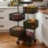HomeWiz Round Kitchen Rack 4- Layer | Lifetime Usage Heavy Duty Steel Trolley | Kitchen Storage | Onion Potato Rack for Kitchen | Multipurpose Storage Rack for Fruits & Vegetables | Rust-Free Forever