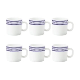 Larah By Borosil Tuscan Opalware Up Set, 6-Pieces, White