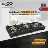 Sigri-wala Primecook Automatic Design Roy Glass Automatic Gas Stove(3 Burners)